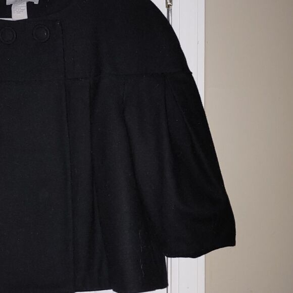 Gracie black wool cropped j cape style jacket  SZ L - Picture 3 of 5